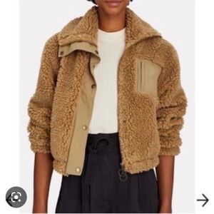 Intermix Tan Cropped Sherpa Teddy Jacket